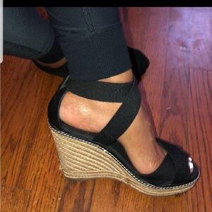 Tory Burch espadrille wedge with stretch straps